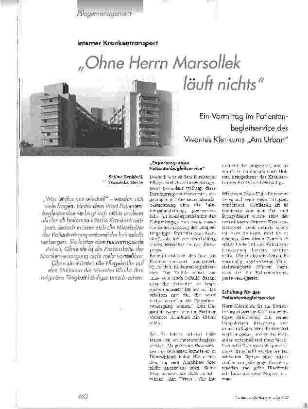 Vorschauseite 1: Ohne Herrn Marsollek läuft nichts. Ein Vormittag im Patientenbegleitservice des Vivantes Klinikums Am Urban