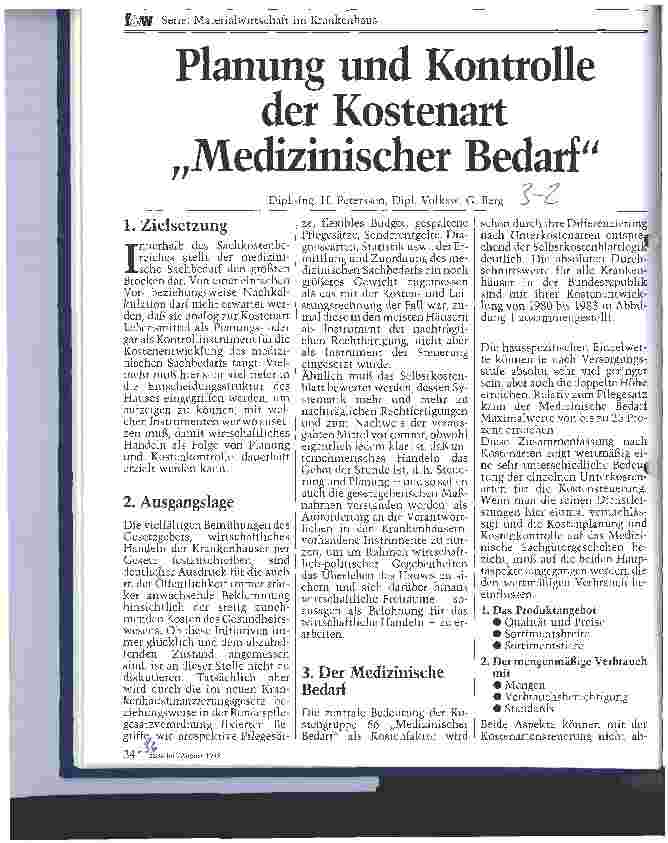 Vorschauseite 1: Planung und Kontrolle der Kostenart Medizinischer Bedarf