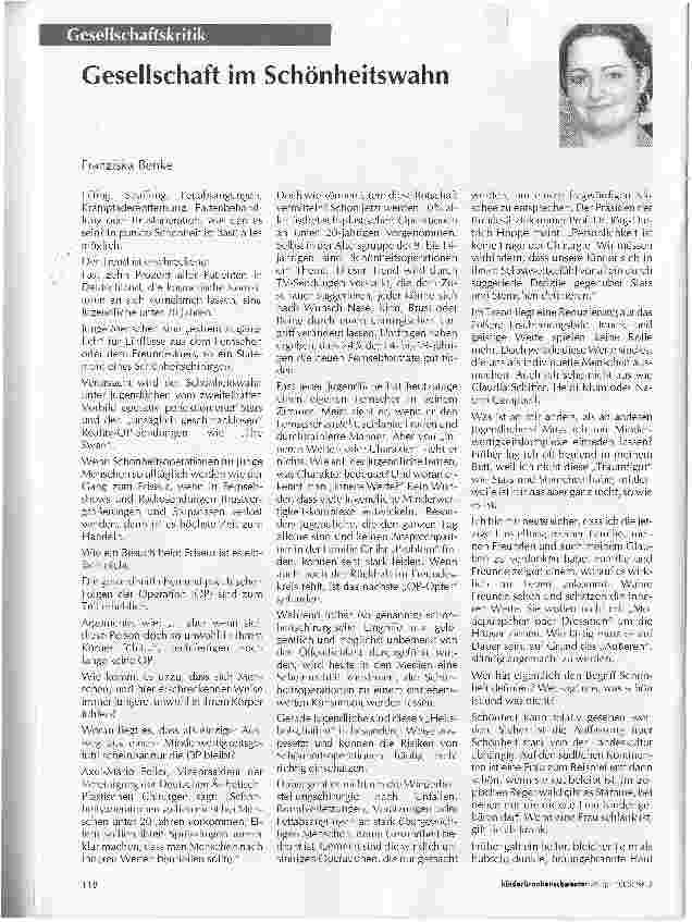 Vorschauseite 1: Gesellschaft im Schönheitswahn