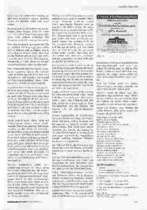 Vorschauseite 2: Gesellschaft im Schönheitswahn