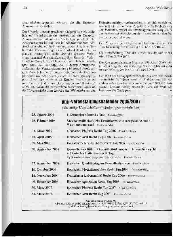 Vorschauseite 4: Zum Verbot der Belieferung von öffentlichen Apotheken durch Krankenhausapotheken