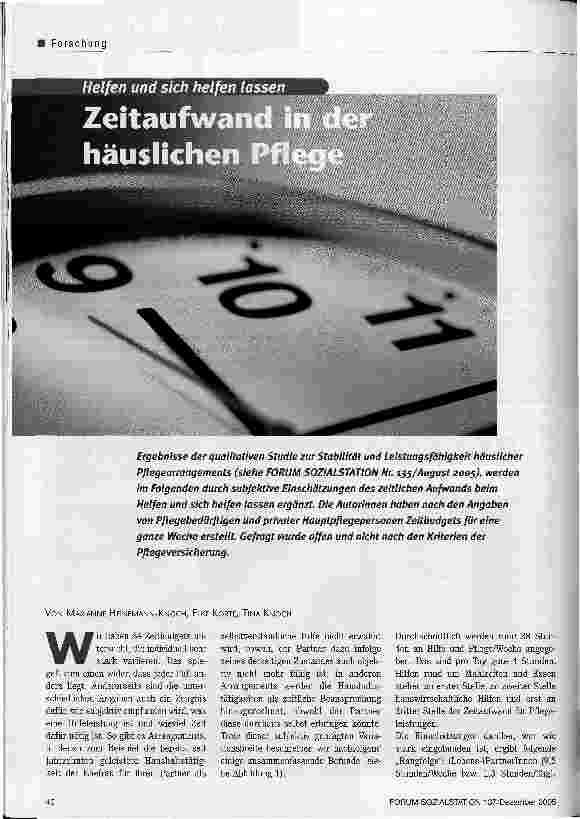 Vorschauseite 1: Helfen und sich helfen lassenZeitaufwand in der häuslichen Pflege