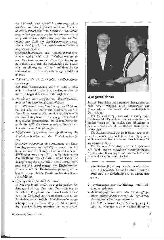 Vorschauseite 2: Stellungnahme der ADS zur Veränderung des Krankenpflegegesetzes von 1985 und der entsprechenden Ausbildungsund Prüfungsverordnung