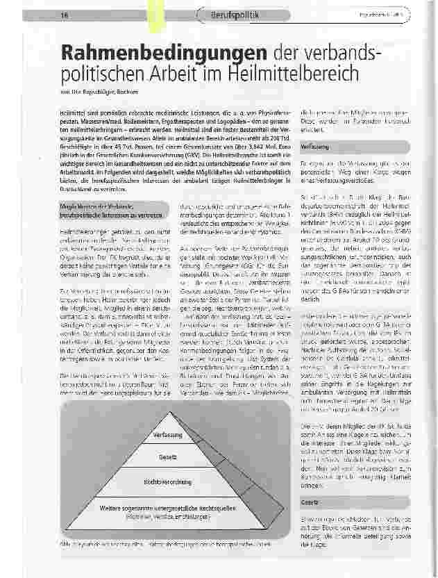 Vorschauseite 1: Rahmenbedingungen der verbandspolitischen Arbeit im Heilmittelbereich