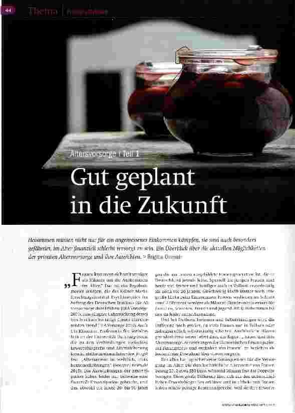 Vorschauseite 1: Gut geplant in die Zukunft