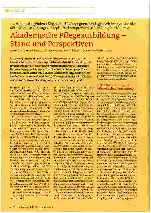 Vorschauseite 1: Akademische Pflegeausbildung -Stand und Perspektiven