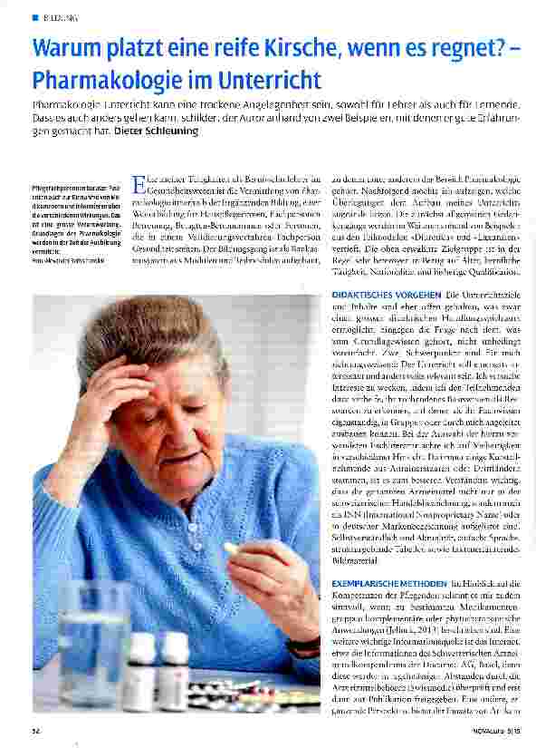 Vorschauseite 1: Warum platzt eine reife Kirsche, wenn es regnet? -Pharmakologie im Unterricht