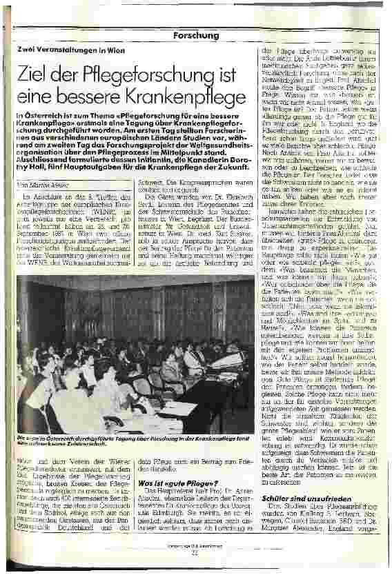 Vorschauseite 1: Ziel der Pflegeforschung ist eine bessere Krankenpflege