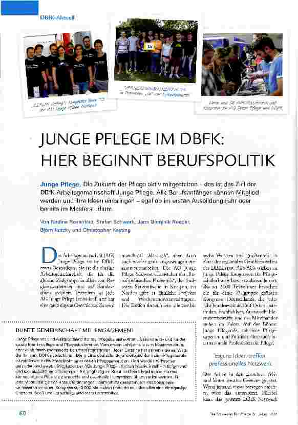 Vorschauseite 1: JUNGE PFLEGE IM DBFK: HIER BEGINNT BERUFSPOLITIK