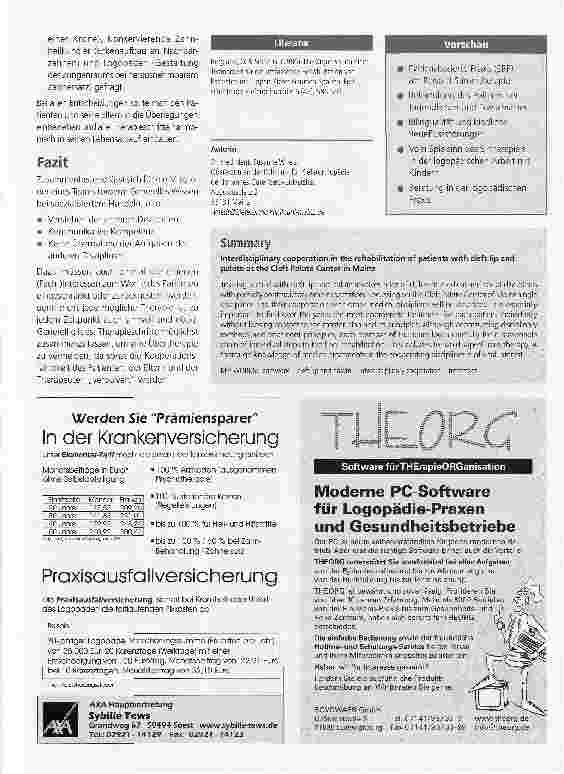 Vorschauseite 4: Teamwork - Interdisziplinäre Zusammenarbeit am Beispiel der LKG-Rehabilitation an der Uniklinik Mainz