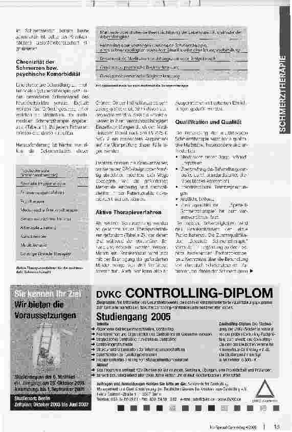 Vorschauseite 2: Schmerztherapie als strategische ChanceIm neuen DRG-Katalog widmen sich mehrere Fallgruppen dem chronischen Schmerz