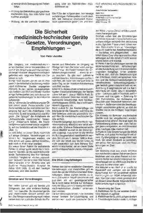Vorschauseite 1: Die Sicherheit medizinisch-technischer Geräte : Gesetze und Verordnungen