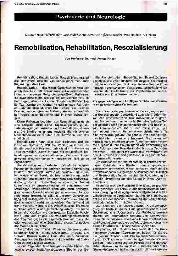 Vorschauseite 1: Remobilisation, Rehabilitation, Resozialisierung