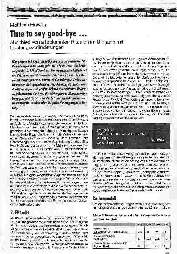 Vorschauseite 1: Time to say good-bye. .. Abschied von altbekannten Ritualen im Umgang mit Leistungsveränderungen