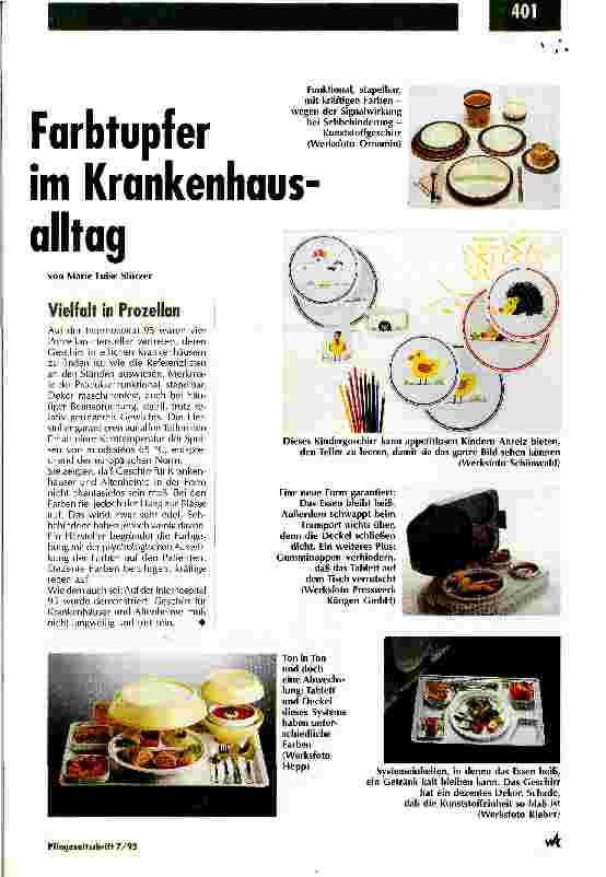 Vorschauseite 2: Geschirr - Farbtupfer im Krankenhausalltag ATL Essen und Trinken