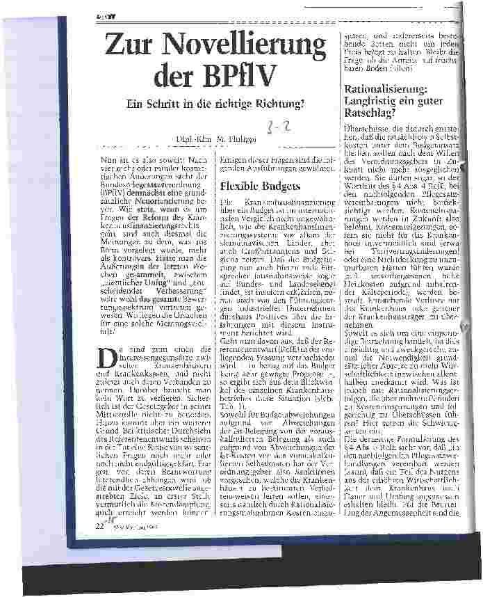 Vorschauseite 1: Zur Novellierung der BPflV Ein Schritt in die richtige Richtung?