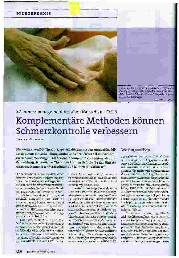 Vorschauseite 1: Komplementäre Methoden können Schmerzkontrolle verbessern