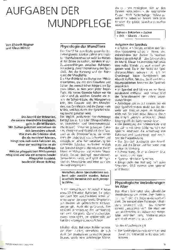Vorschauseite 1: Aufgaben der Mundpflege