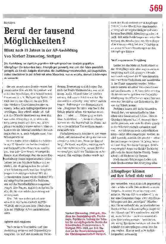 Vorschauseite 2: Beruf der tausend Möglichkeiten? Bilanz nach 10 Jahren in der Altenpflege-Ausbildung