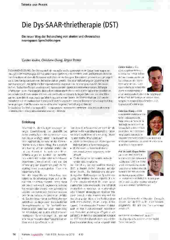 Vorschauseite 1: Die Dys-SAAR-thrietherapie (DST)