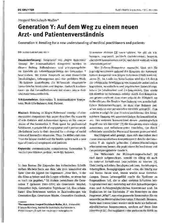 Vorschauseite 1: Generation Y: Auf dem Weg zu einem neuen Arztund Patientenverständnis