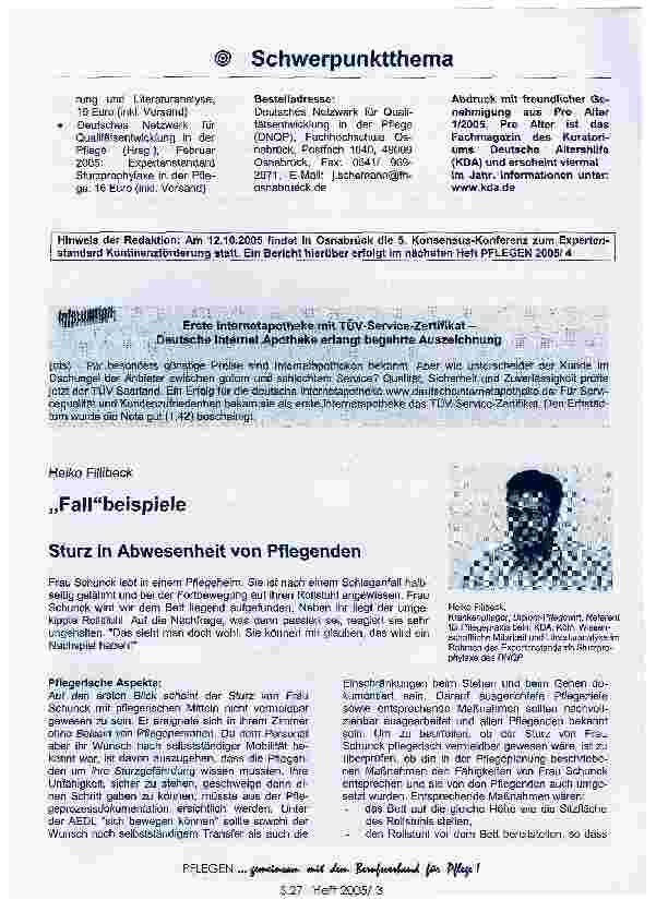Vorschauseite 3: Eine Aufgabe des Managements:Die Einführung von Expertenstandards in die Praxis