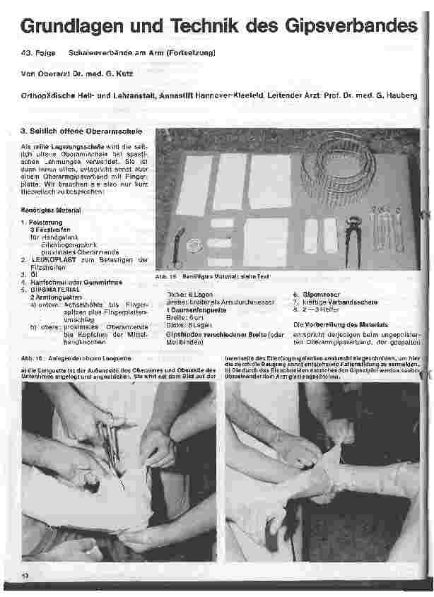 Vorschauseite 1: Grundlagen und Technik des Gipsverbandes 43.Folge: Schalenverbände am Arm (Fortsetzung)