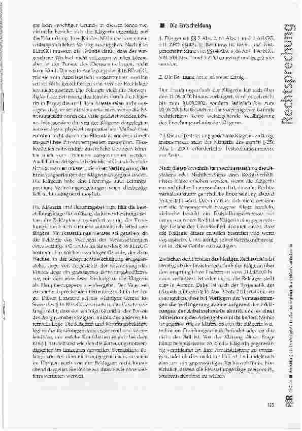 Vorschauseite 2: Fortwirkung des Erziehungsurlaubs über den ursprünglich angekündigten Endtermin