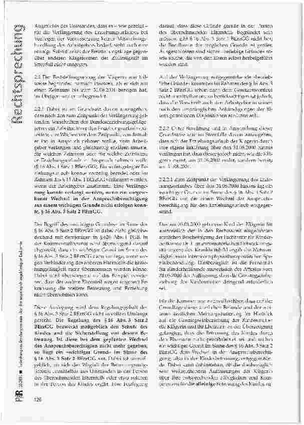 Vorschauseite 3: Fortwirkung des Erziehungsurlaubs über den ursprünglich angekündigten Endtermin