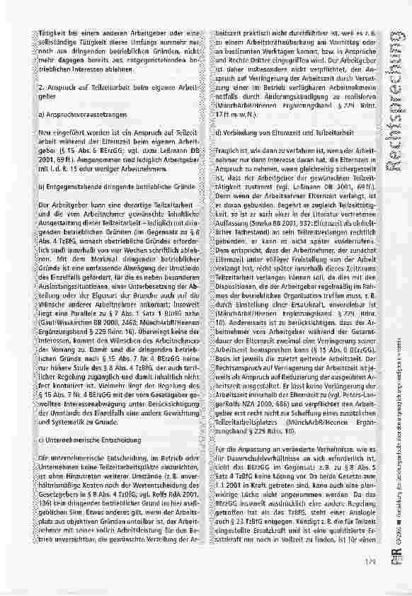 Vorschauseite 6: Fortwirkung des Erziehungsurlaubs über den ursprünglich angekündigten Endtermin