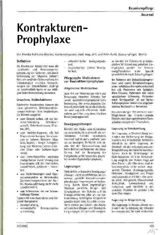 Vorschauseite 1: Kontrakturen-Prophylaxe