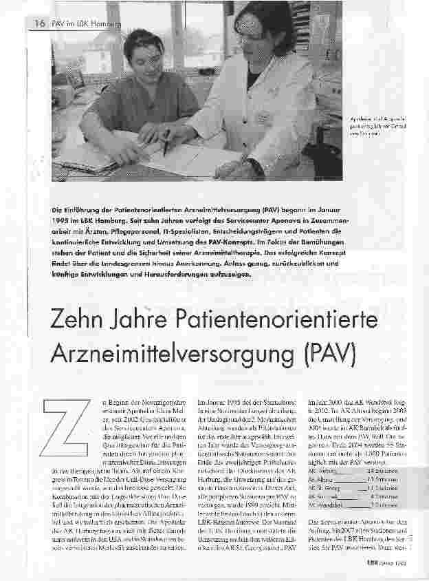 Vorschauseite 1: Zehn Jahre Patientenorientierte Arzneimittel Versorgung (PAV)