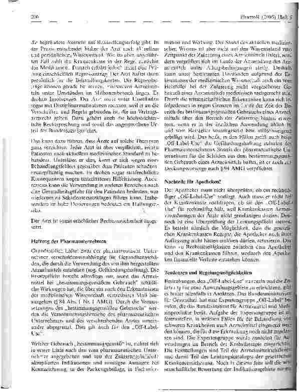 Vorschauseite 2: Off-Label-Use: Haftungsund Regressrisiken für Arzte, Apotheker und Pharmaunternehmen