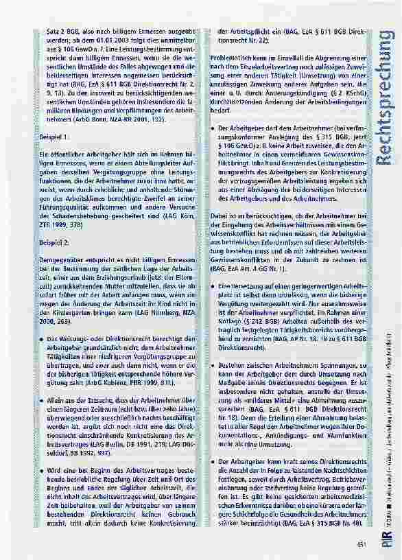 Vorschauseite 4: Direktionsrecht - Widerruf der Bestellung zum stellvertretenden Pflegedienstleiter