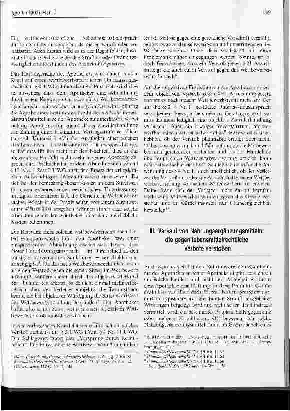 Vorschauseite 4: Verkauf von Nahrungsergänzungsmitteln in Apotheken: Haftungsrisiken des Apothekers