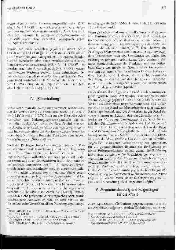 Vorschauseite 6: Verkauf von Nahrungsergänzungsmitteln in Apotheken: Haftungsrisiken des Apothekers