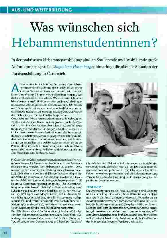 Vorschauseite 1: Was wünschen sich Hebammenstudentinnen?