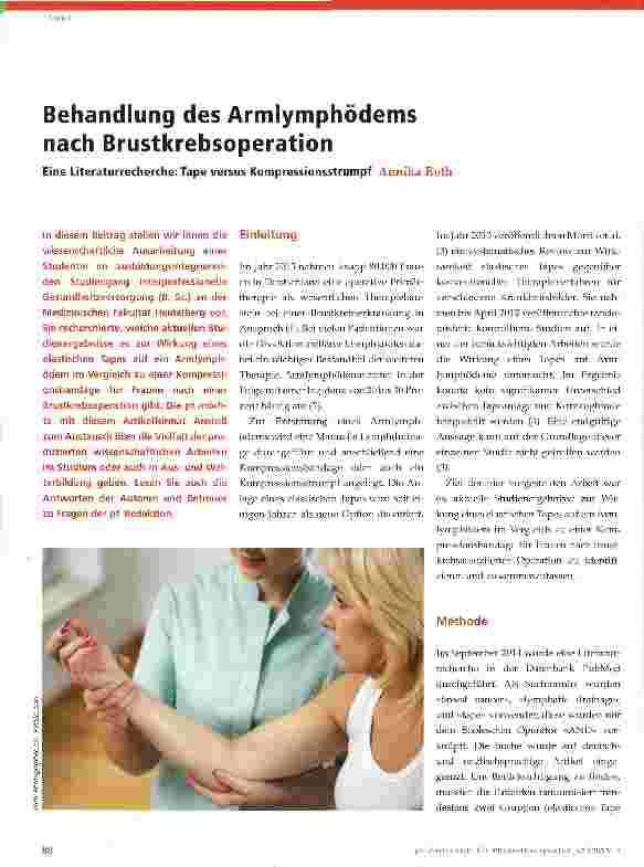 Vorschauseite 1: Behandlung des Armlymphödems nach Brustkrebsoperation