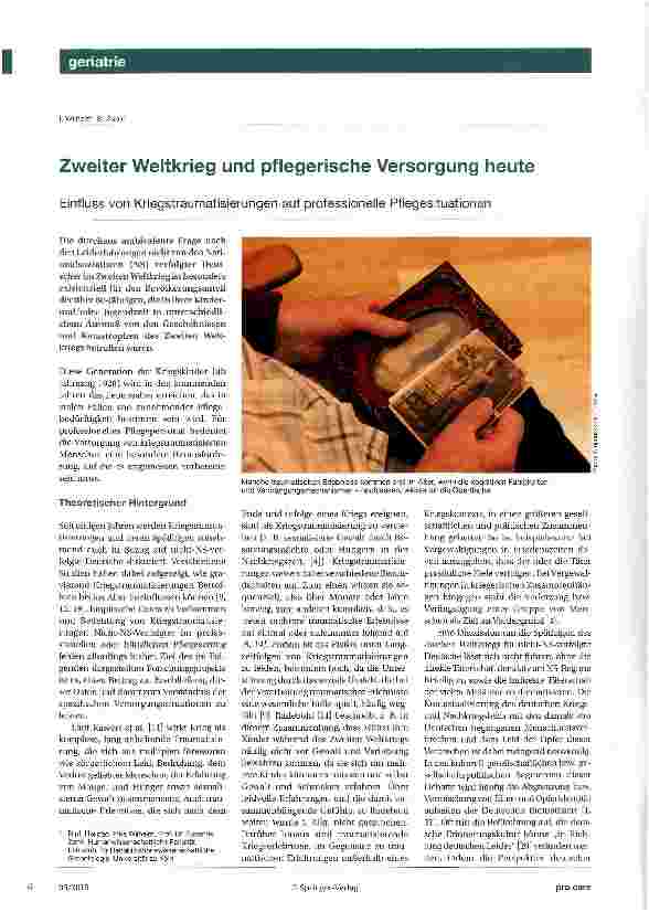 Vorschauseite 1: Zweiter Weltkrieg und pflegerische Versorgung heute