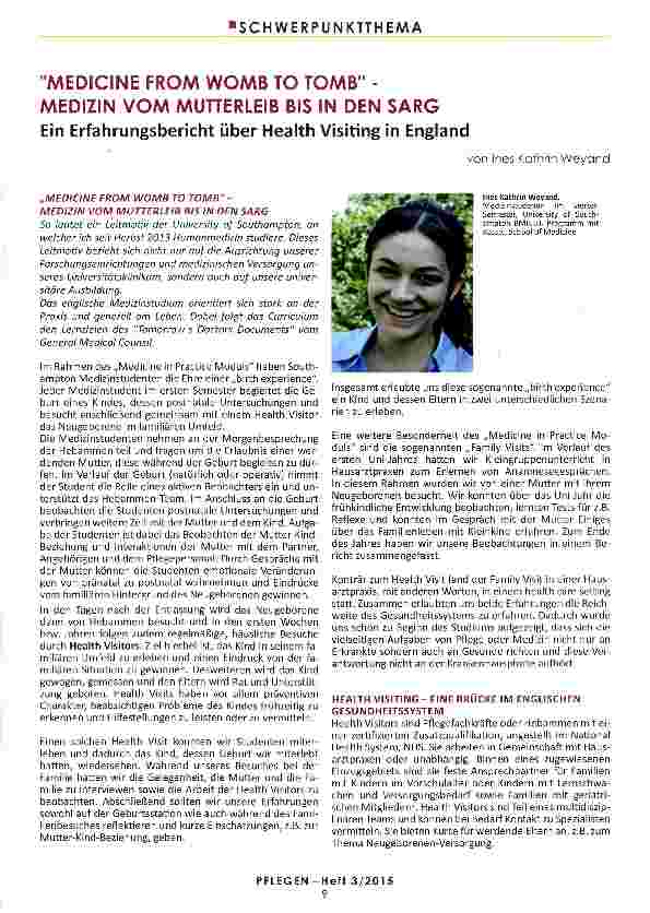 Vorschauseite 1: MEDICINE FROM WOMB TO TOMB -MEDIZIN VOM MUTTERLEIB BIS IN DEN SARG Ein Erfahrungsbericht über Health Visiting in England