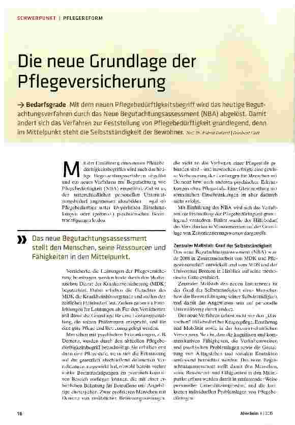 Vorschauseite 1: Die neue Grundlage der Pflegeversicherung