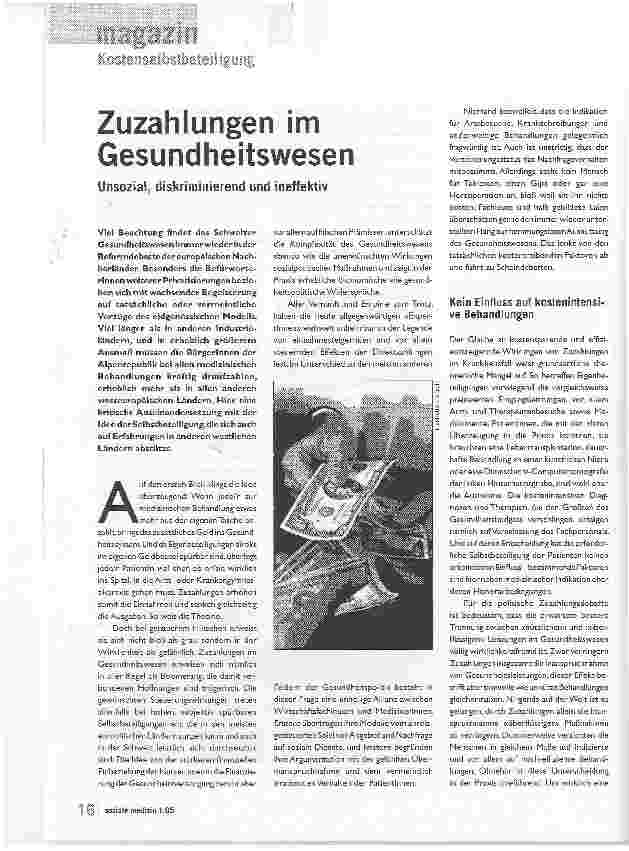 Vorschauseite 1: Zuzahlungen im Gesundheitswesen. Unsozial, diskriminierend und ineffektiv
