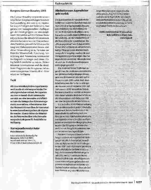 Vorschauseite 3: Interdisziplinäres Expertennetzwerk Biologische Gefahrenanlagen