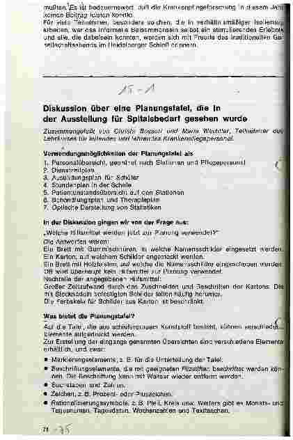 Vorschauseite 1: Diskussion über eine Planungstafel, die in der Ausstellung für Spitalsbedarf gesehen wurde