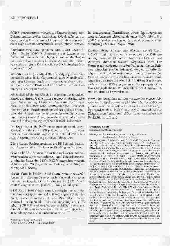 Vorschauseite 2: Kostentragungspflicht für Krankenhausbehandlungskostenbei gleichzeitiger stationärer Behandlung und Teilnahmean einer klinischen Prüfung