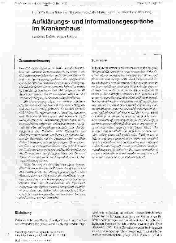 Vorschauseite 1: Aufklärungsund Informationsgespräche im Krankenhaus