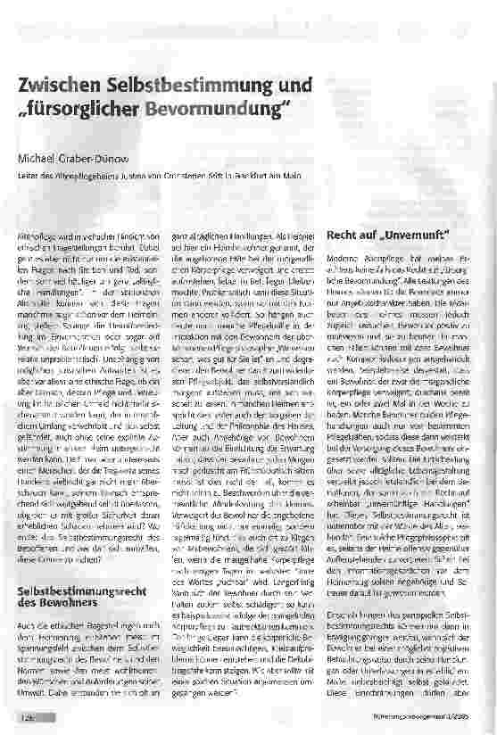 Vorschauseite 1: Zwischen Selbstbestimmung und fürsorglicher Bevormundung
