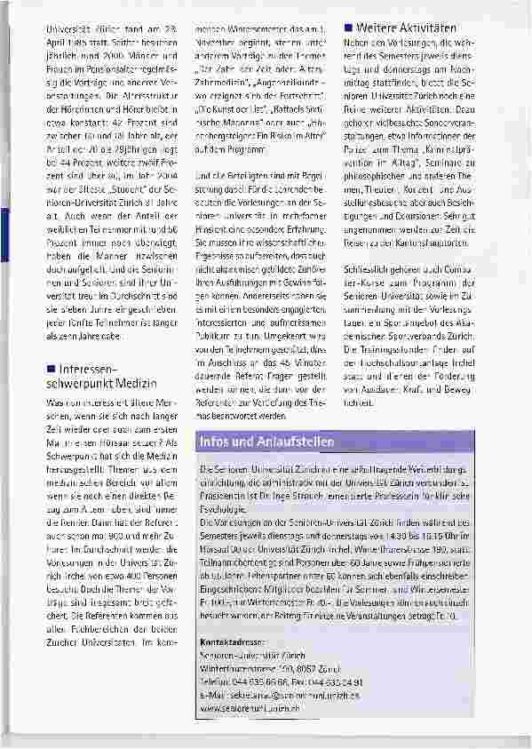 Vorschauseite 2: Mit 60 plus in den Hörsaal