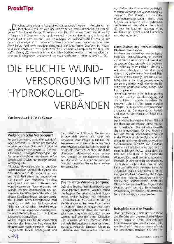 Vorschauseite 1: Die Feuchte Wundversorgung mit Hydrokolloidverbänden