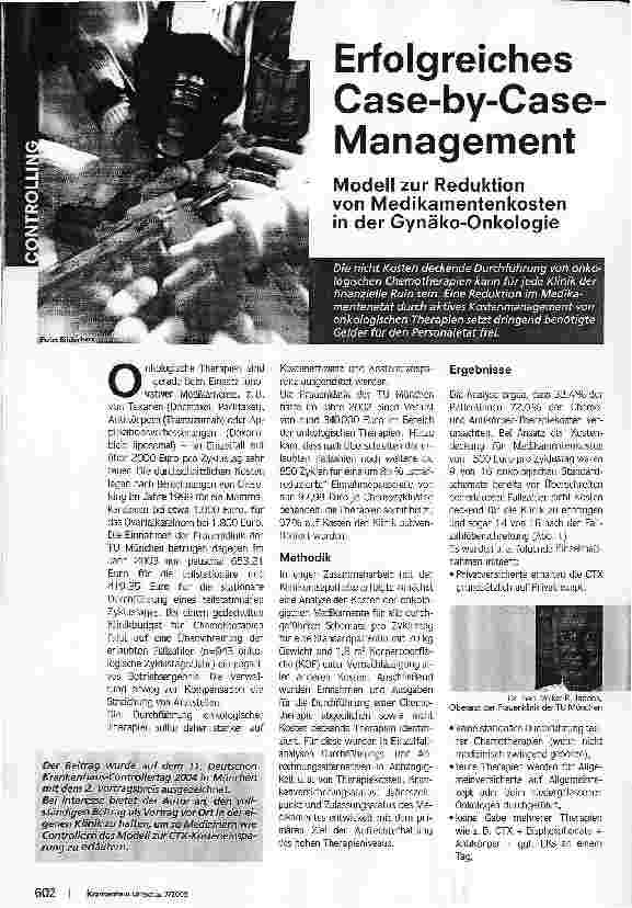 Vorschauseite 1: Erfolgreiches Case-by-Case ManagementModell zur Reduktion von Medikamentenkosten in der Gynäko-Onkologie